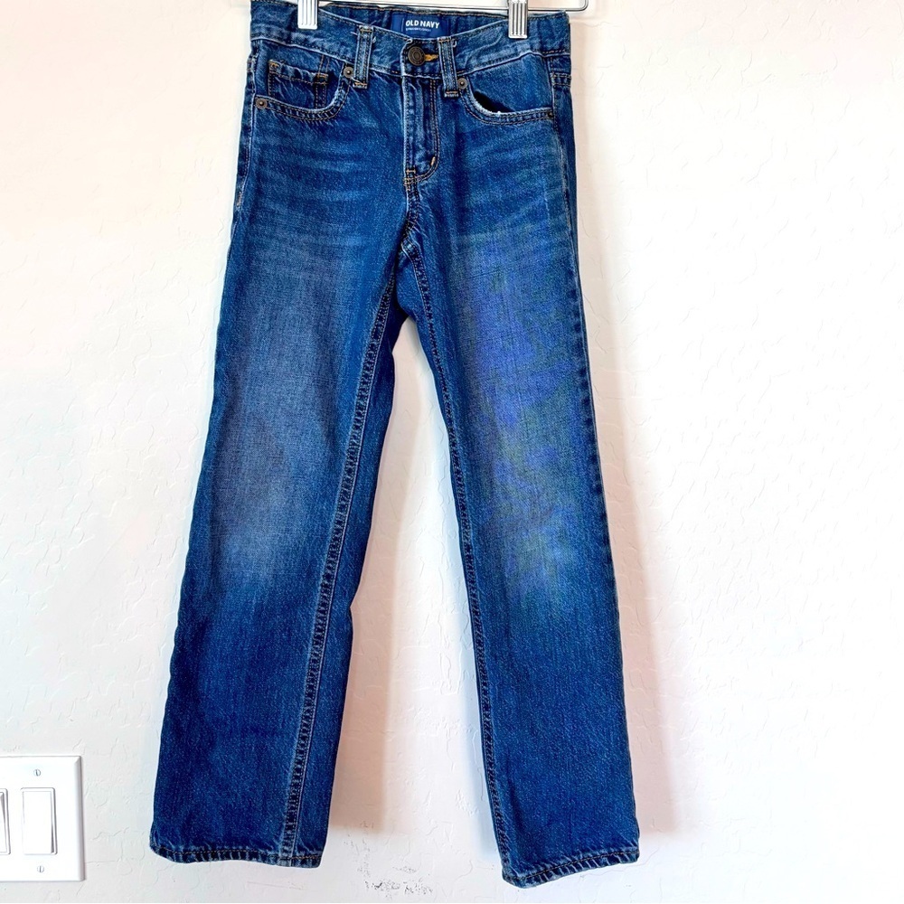 Old Navy Straight SlimJeans Boys Size 8 Blue Adjustable Waist Medium Wash